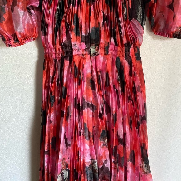 Bibhu Mohapatra Collective Pleated Floral Chiffon Hi-lo Hem Elegant Dress 2 - Picture 11 of 16